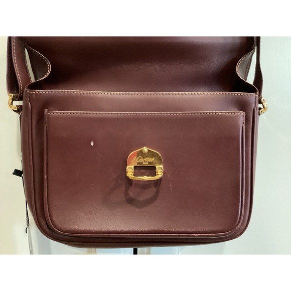 Cartier Crossbody Bag Leather Shoulder Bag Burgundy Designer Purse - Picture 6 of 16